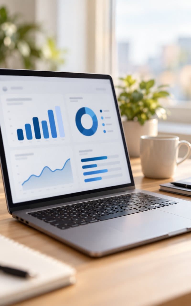 Dizüstü bilgisayarda açık bir sonuç dashboard’u